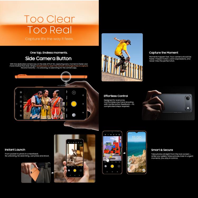 Blackview Oscal FLAT 3C, 4GB+64GB, 6,56 polegadas Android 16 Unisoc UMS312 T310 Quad Core, OTG, rede: 4G, 4GB+64GB