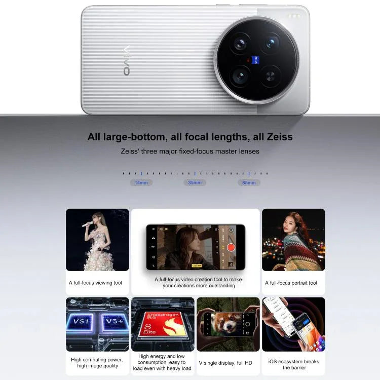vivo X200 Ultra, 12GB+256GB, Face ID / Impressão Digital Ultrassónica 3D, 6,82 polegadas OriginOS 5 / Android 15 Snapdragon 8 Elite Octa Core, OTG, NFC, Rede: 5G, Suporta Google Play, 12GB+256GB
