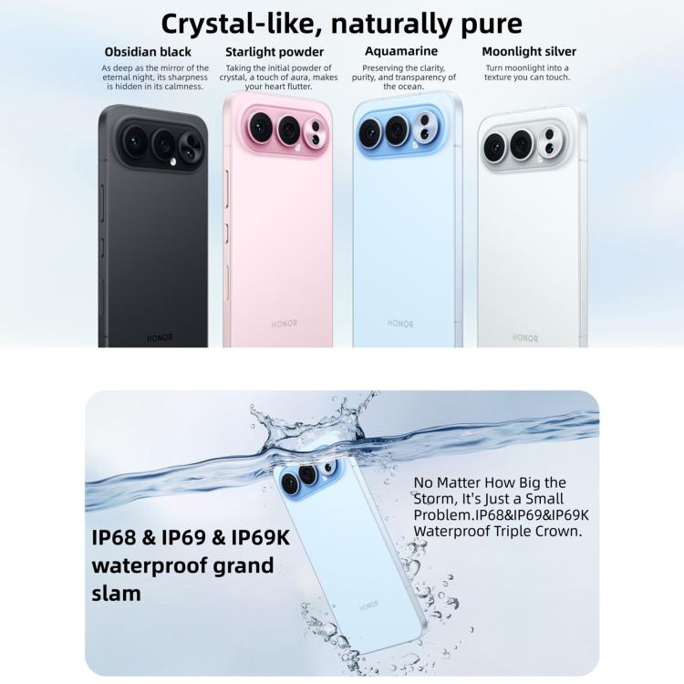 Honor 500 Pro, 12GB+256GB, Leitor de Impressões Digitais no Ecrã, 6,55 polegadas MagicOS 10.0 / Android 16 Snapdragon 8 Elite Gen 4 Octa Core, Rede: 5G, NFC, OTG, Honor 500 Pro, 12GB+256GB