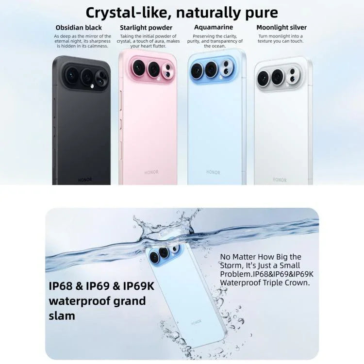 Honor 500 Pro, 16GB+512GB, Leitor de Impressões Digitais no Ecrã, 6,55 polegadas MagicOS 10.0 / Android 16 Snapdragon 8 Elite Gen 4 Octa Core, Rede: 5G, NFC, OTG, Honor 500 Pro, 16GB+512GB