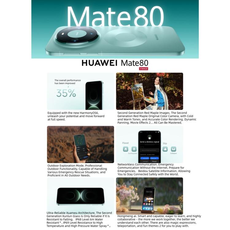 HUAWEI Mate 80, 12GB+512GB, Leitor de Impressões Digitais Lateral, 6,75 polegadas HarmonyOS 6.0 Kirin 9020, NFC, OTG, Não Suporta Google Play, 12GB+512GB