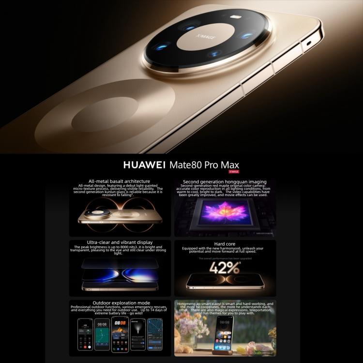 HUAWEI Mate 80 Pro Max, 16GB+512GB, Identificação Lateral por Impressão Digital, 6,9 polegadas HarmonyOS 6.0 Kirin 9030 Pro, NFC, OTG, Sem Suporte para Google Play, Mate 80 Pro Max, 16GB+512GB