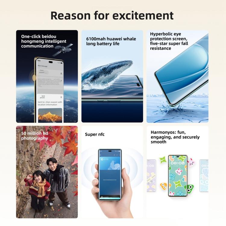 HUAWEI Enjoy 70X Edição Premium, 8GB+512GB, Leitor de Impressões Digitais no Ecrã, 6,78 polegadas HarmonyOS 4.2 Kirin 8000, Rede: 4G, OTG, NFC, Não Suporta Google Play, 8GB+512GB
