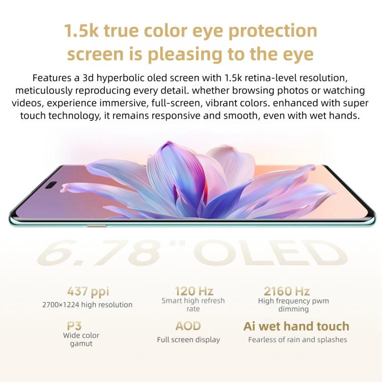 HUAWEI Enjoy 70X Edição Premium, 8GB+512GB, Leitor de Impressões Digitais no Ecrã, 6,78 polegadas HarmonyOS 4.2 Kirin 8000, Rede: 4G, OTG, NFC, Não Suporta Google Play, 8GB+512GB