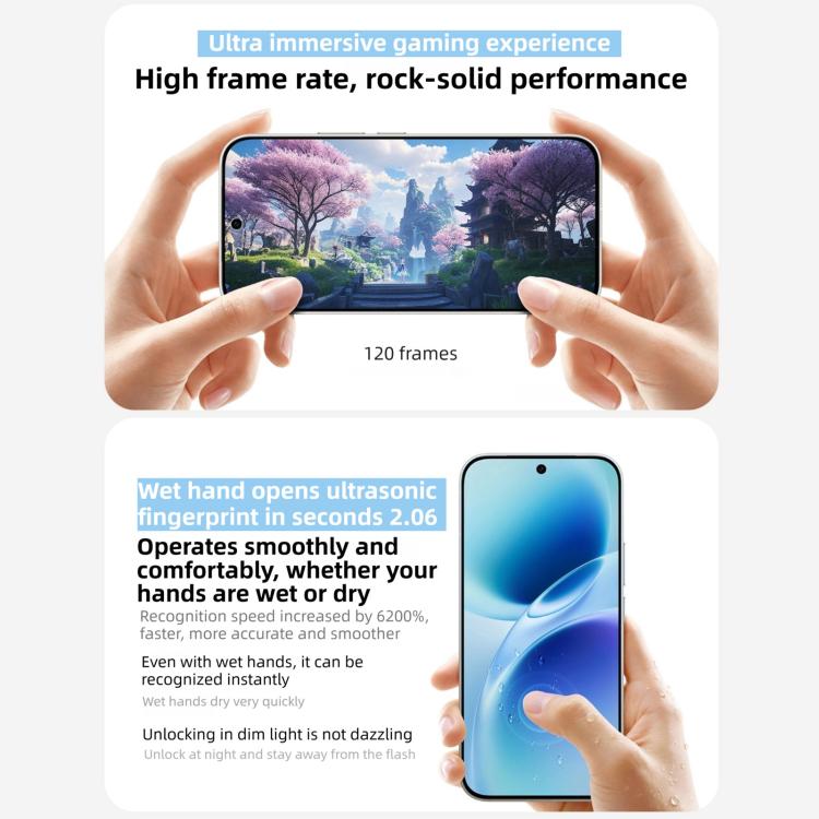 vivo S50, 16GB+512GB, Impressão Digital 3D, Android 16 OriginOS 6 Snapdragon 8s Gen 3 Octa Core de 6,59 polegadas, OTG, NFC, Rede: 5G, Suporte Google Play, 16GB+512GB