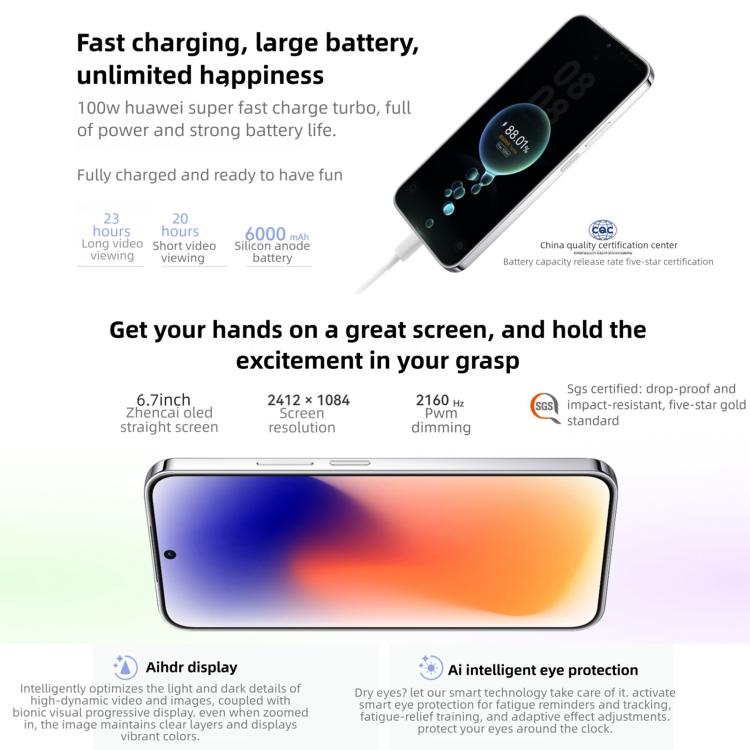 Huawei nova 15, 12GB+512GB, Identificação por Impressão Digital Lateral, 6,7 polegadas HarmonyOS 6.0 Kirin 8020 Octa Core, NFC, OTG, Não Suporta Google Play, 12GB+512GB