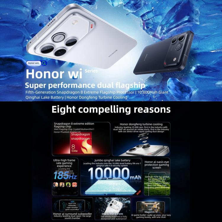 Honor WIN RT, 16GB+512GB, Impressão Digital Ultrassónica 3D, Bateria de 10000mAh, 6,83 polegadas MagicOS 10.0 / Android 16 Snapdragon 8 Elite Octa Core, Rede: 5G, NFC, OTG, 16GB+512GB