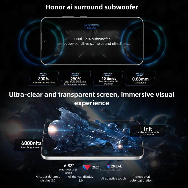 Honor WIN RT, 16GB+512GB, Impressão Digital Ultrassónica 3D, Bateria de 10000mAh, 6,83 polegadas MagicOS 10.0 / Android 16 Snapdragon 8 Elite Octa Core, Rede: 5G, NFC, OTG, 16GB+512GB
