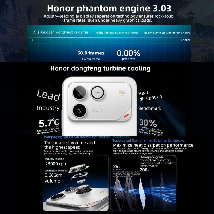 Honor WIN RT, 16GB+512GB, Impressão Digital Ultrassónica 3D, Bateria de 10000mAh, 6,83 polegadas MagicOS 10.0 / Android 16 Snapdragon 8 Elite Octa Core, Rede: 5G, NFC, OTG, 16GB+512GB