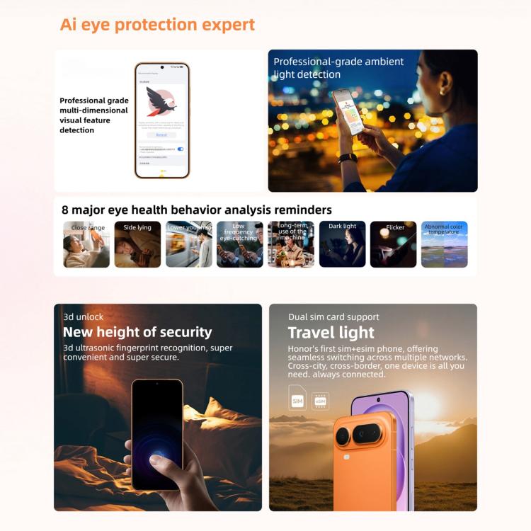 Honor Magic8 Pro Air, 12GB+512GB, Leitor de Impressões Digitais no Ecrã, 6,31 polegadas MagicOS 10.0 / Android 16 Dimensity 9500 Octa Core, Rede: 5G, NFC, OTG, 12GB+512GB