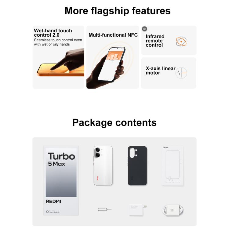Xiaomi REDMI Turbo 5 Max, 16GB+256GB, 6.83 polegadas Xiaomi HyperOS 3 Dimensity 9500s Octa Core, NFC, Rede: 5G, 16GB+256GB