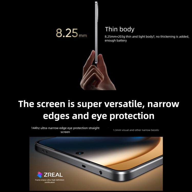 Realme GT7, 12GB+256GB, 6,8 polegadas Android 15 / Realme UI 6.0 MediaTek Dimensity 9400+ Octa Core, NFC, Rede: 5G, Suporta Google Play, 12GB+256GB