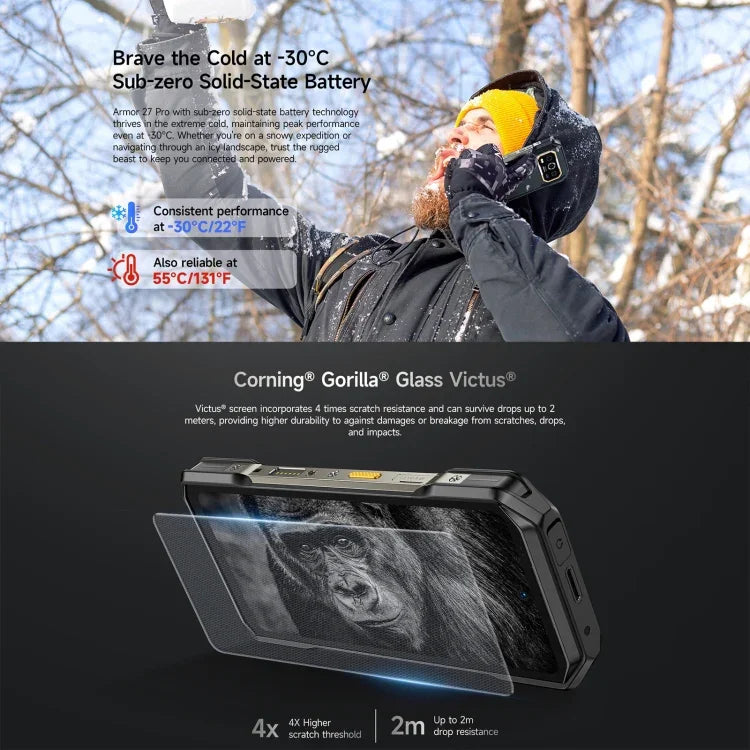 Ulefone Armor 27 Pro Telemóvel Robusto, 12GB+256GB, Visão Noturna, 10600mAh, 6,78 polegadas Android 14 MediaTek Dimensity 6300 Octa Core, Rede: 5G, NFC, Armor 27 Pro
