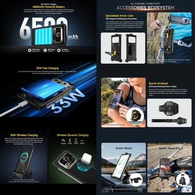 Ulefone Armor 25T Telemóvel Robusto, 6GB+256GB, Imagem Térmica, 6,78 polegadas Android 14 MediaTek Helio G99 Octa Core, Rede: 4G, NFC, OTG, Armor 25T