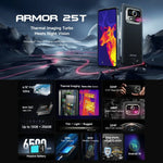 Ulefone Armor 25T Telemóvel Robusto, 6GB+256GB, Imagem Térmica, 6,78 polegadas Android 14 MediaTek Helio G99 Octa Core, Rede: 4G, NFC, OTG, Armor 25T