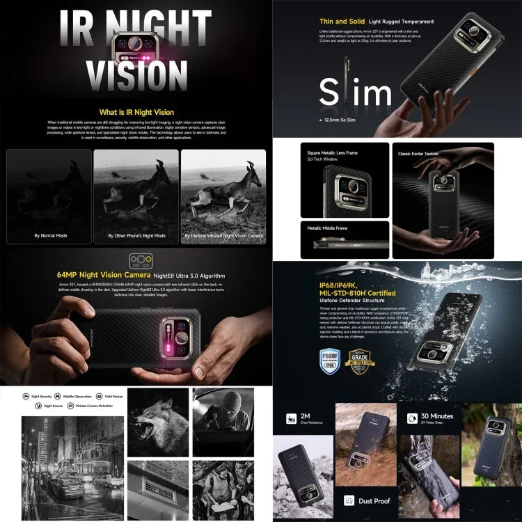 Ulefone Armor 25T Telemóvel Robusto, 6GB+256GB, Imagem Térmica, 6,78 polegadas Android 14 MediaTek Helio G99 Octa Core, Rede: 4G, NFC, OTG, Armor 25T