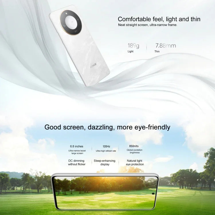 Honor X60, 12GB+512GB, Impressão Digital Lateral, 6,8 polegadas MagicOS 8.0 Dimensity 7025-Ultra Octa Core, Rede: 5G, OTG, Não Suporta Google Play, 12GB+512GB