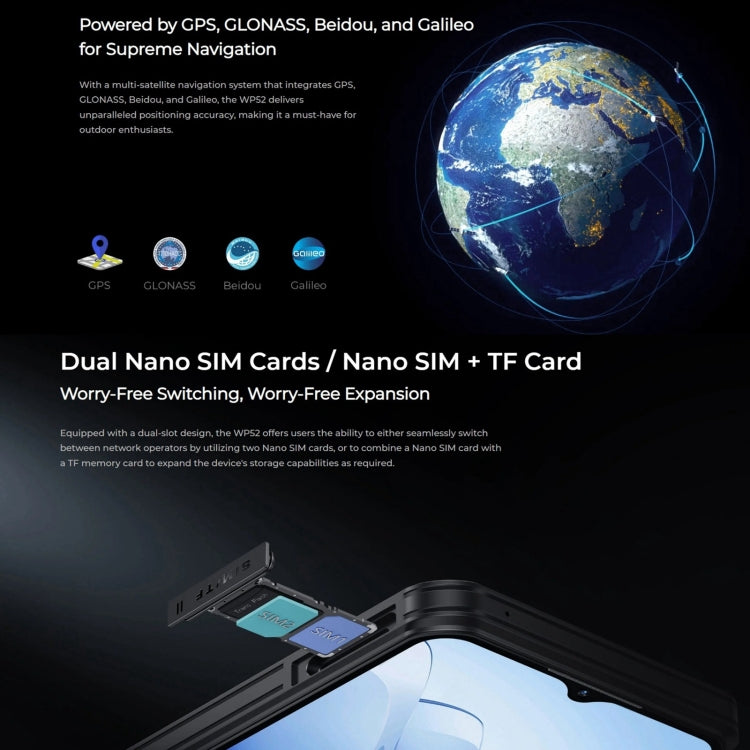 Oukitel WP52 5G Telemóvel Robusto, 4GB+256GB, 6,6 polegadas Android 14.0 MediaTek Dimensity 6100+ Octa-core 3.0GHz, NFC, OTG, Rede: 5G, WP52
