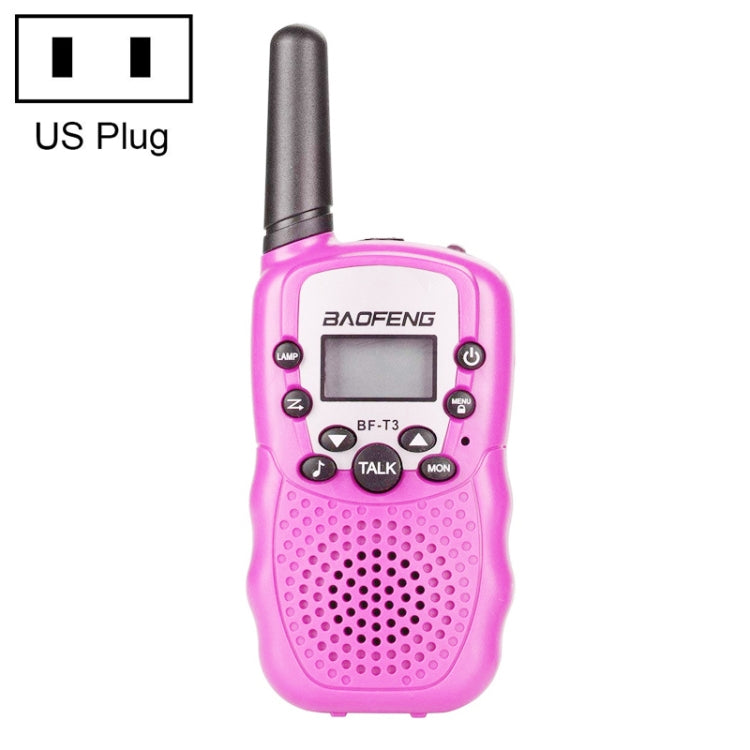 2 PCS BaoFeng BF-T3 1W Rádio de Banda Única para Crianças Walkie Talkie Portátil com Função de Monitorização, Ficha US, BF-T3 Ficha US