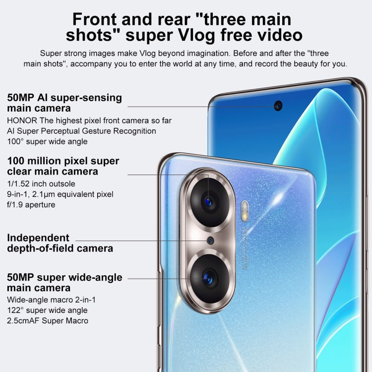 Três Câmaras Traseiras, Identificação de Impressão Digital no Ecrã, 6.78 polegadas Magic UI 5.0 Qualcomm Snapdragon 778G Plus 6nm Octa Core até 2.5GHz, Rede: 5G, OTG, NFC, Não Suporta Google Play, 60 Pro 5G 8GB+256GB