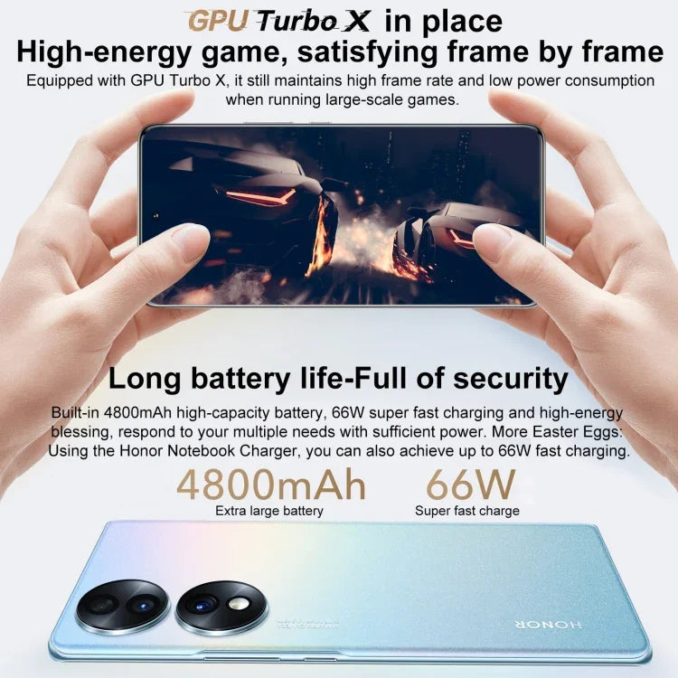 Três Câmaras Traseiras, Identificação de Impressão Digital no Ecrã, 6.67 polegadas Magic UI 6.1 Qualcomm Snapdragon 778G Plus Octa Core até 2.5GHz, Rede: 5G, OTG, NFC, Não Suporta Google Play, Honor 70 5G 12GB+512GB