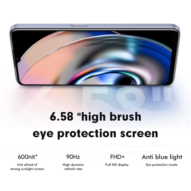 Duas Câmaras Traseiras, Identificação de Impressão Digital Lateral, Bateria de 5000mAh, 6.58 polegadas Realme UI 3.0 / Android 12 MediaTek Dimensity 810 Octa Core até 2.4GHz, Rede: 5G, Suporte Google Play, 12GB+256GB