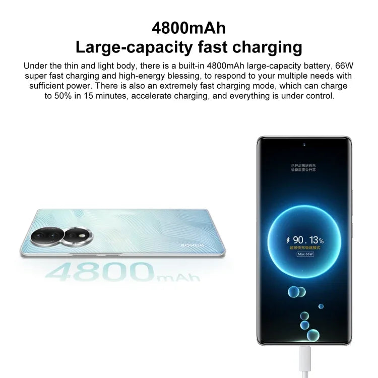 Câmaras Triplas Traseiras, Identificação por Impressão Digital no Ecrã, 6,67 polegadas Magic UI 7.0 Qualcomm Snapdragon 782G Octa Core até 2,7GHz, Rede: 5G, OTG, NFC, Não Suporta Google Play, Honor 80 5G, 8GB+256GB