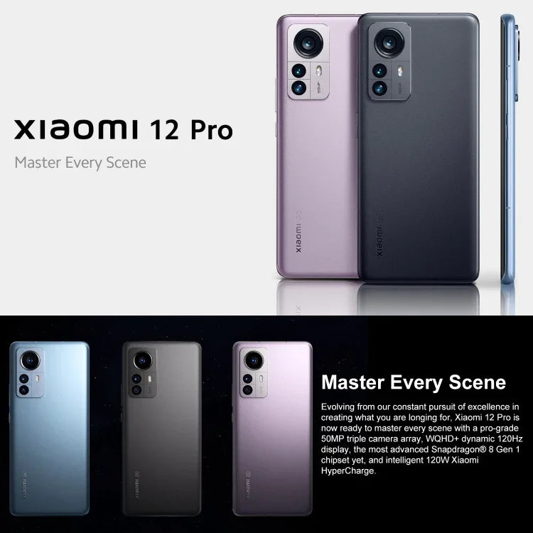 Câmaras Triplas Traseiras, Face ID e Identificação por Impressão Digital no Ecrã, Bateria de 4600mAh, 6,73 polegadas MIUI 13 / Android 12 Snapdragon 8 Gen 1 Octa Core até 3,0GHz, Rede: 5G, NFC, Xiaomi 12 Pro Versão Global UE
