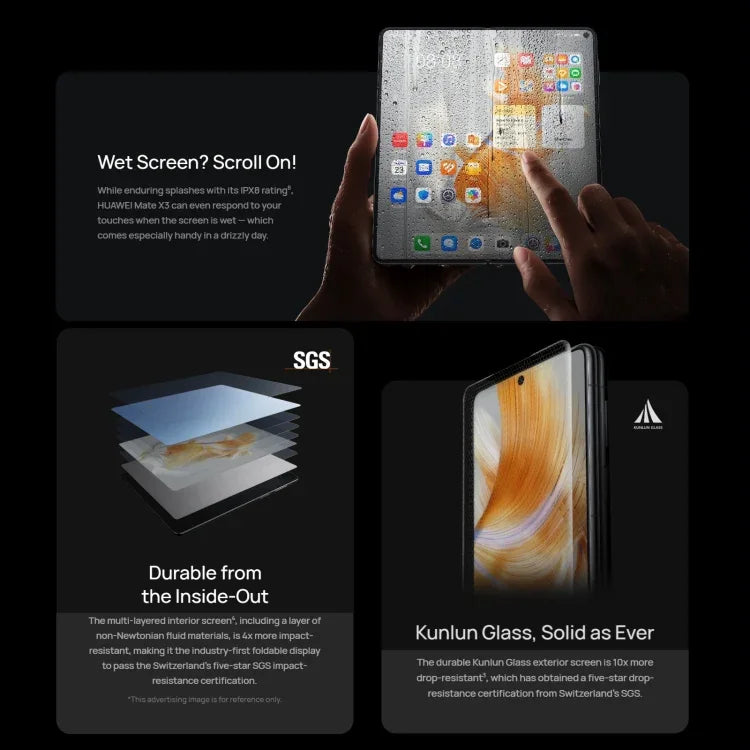 Câmaras Triplas, Face ID e Identificação por Impressão Digital Lateral, Bateria de 5060mAh, Ecrã de 7,85 polegadas + 6,4 polegadas, HarmonyOS 3.1 Snapdragon 8+ 4G Octa Core até 3,2GHz, Rede: 4G, OTG, NFC, Não Suporta Google Play, 1TB