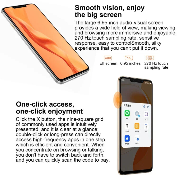 Câmaras Duplas Traseiras, Identificação por Impressão Digital Lateral, Bateria de 7000mAh, 6,95 polegadas HarmonyOS 3.0 Qualcomm Snapdragon 680 Octa Core 2,4GHz, Rede: 4G, OTG, NFC, Não Suporta Google Play, 128GB Preto, 128GB Verde, 128GB Prateado