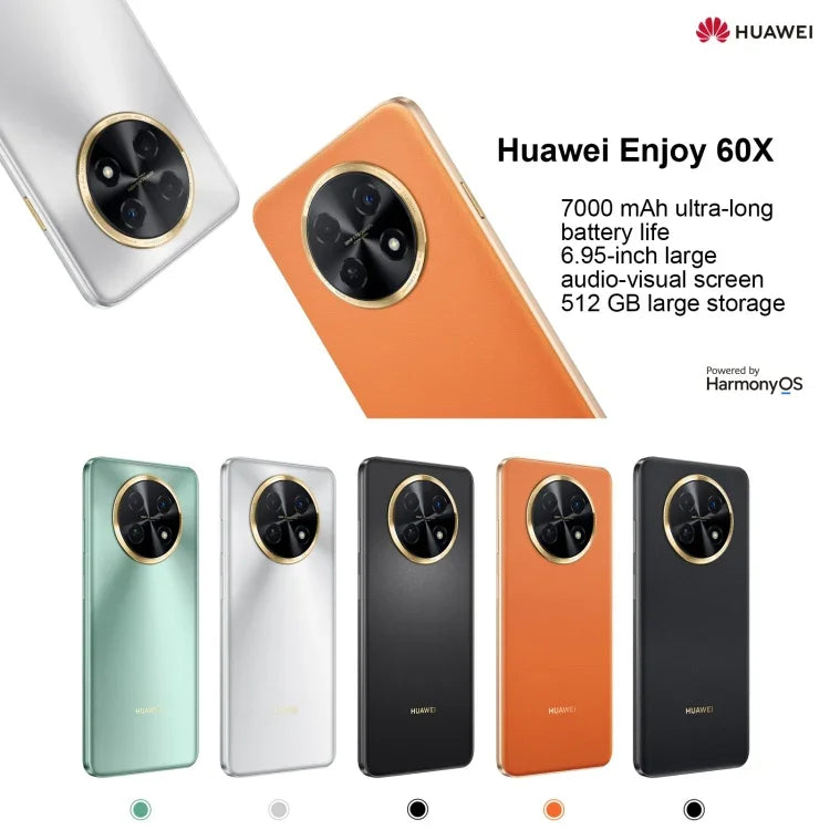 Câmaras traseiras duplas, identificação lateral por impressão digital, bateria de 7000mAh, 6,95 polegadas HarmonyOS 3.0 Qualcomm Snapdragon 680 Octa Core 2,4GHz, Rede: 4G, OTG, NFC, Não suporta Google Play, 512GB Preto, 512GB Laranja