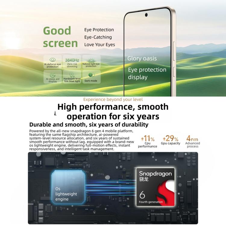 Honor X70 Versão Atualizada, 8GB+128GB, Leitor de Impressões Digitais no Ecrã, 6,79 polegadas MagicOS 10.0 / Android 16 Snapdragon 6 Gen 4 Octa Core, Rede: 5G, OTG, NFC, Suporta Google Play, 8GB+128GB