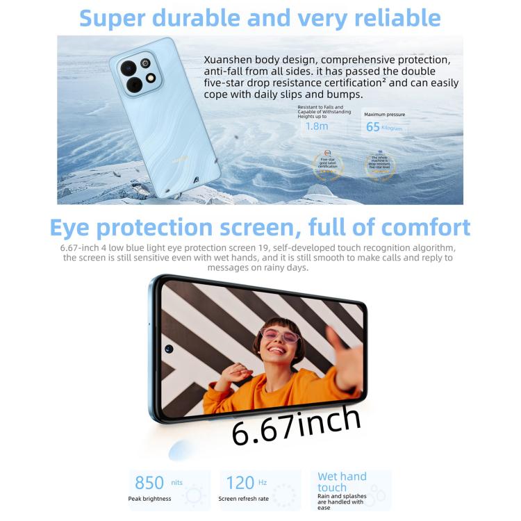 HUAWEI Enjoy 90 Plus, 8GB+128GB, Leitor de Impressões Digitais Lateral, 6,67 polegadas HarmonyOS 6.0 Kirin 8000, OTG, Não Suporta Google Play, 8GB+128GB