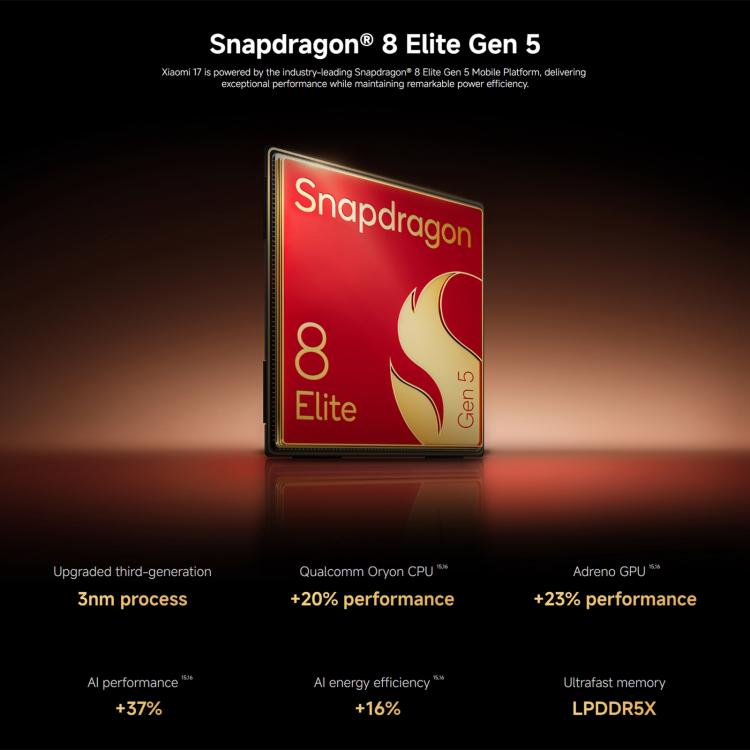 Xiaomi 17 Global, 12GB+256GB, Impressão digital ultrassónica, 6,3 polegadas Xiaomi HyperOS 3 Snapdragon 8 Elite Gen 5 Octa Core, NFC, Rede: 5G, 12GB+256GB