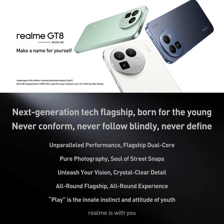 Realme GT8, 12GB+256GB, 6,79 polegadas Realme UI 7.0 Android 16 Snapdragon 8 Elite Octa Core, NFC, OTG, Rede: 5G, 12GB+512GB, Realme GT8, 12GB+512GB