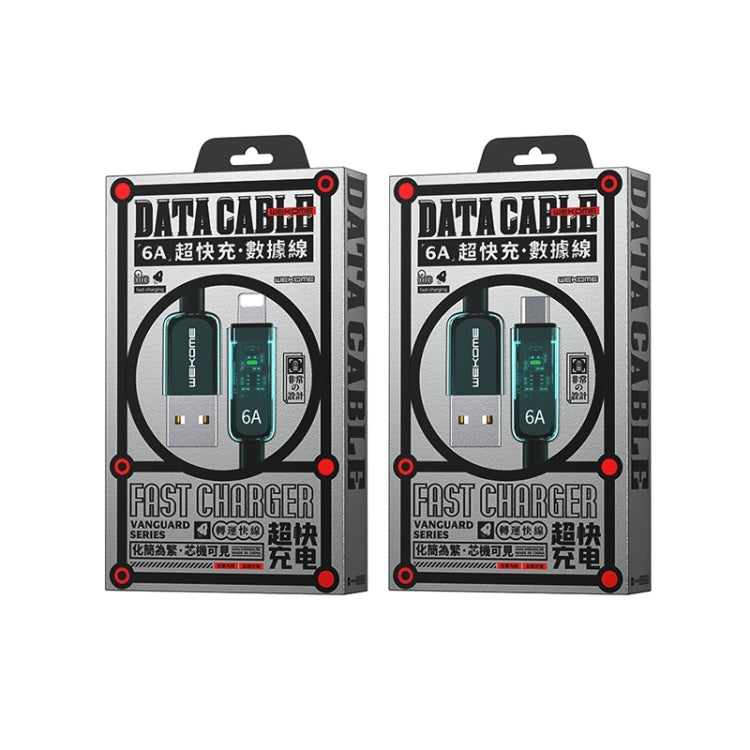Cabo de Dados de Carregamento Rápido Transparente USB para 8 Pinos Série Pioneer WK WDC-180 6A, Comprimento: 1m, USB para 8 Pinos