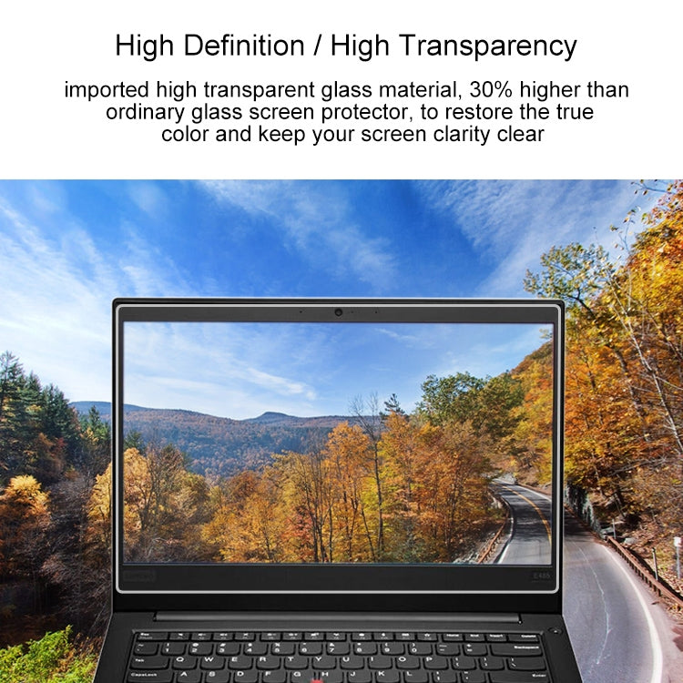 Película de vidro temperado de ecrã completo com dureza de superfície 9H 0,4mm para Lenovo ThinkPad E485 14 polegadas, Lenovo E485