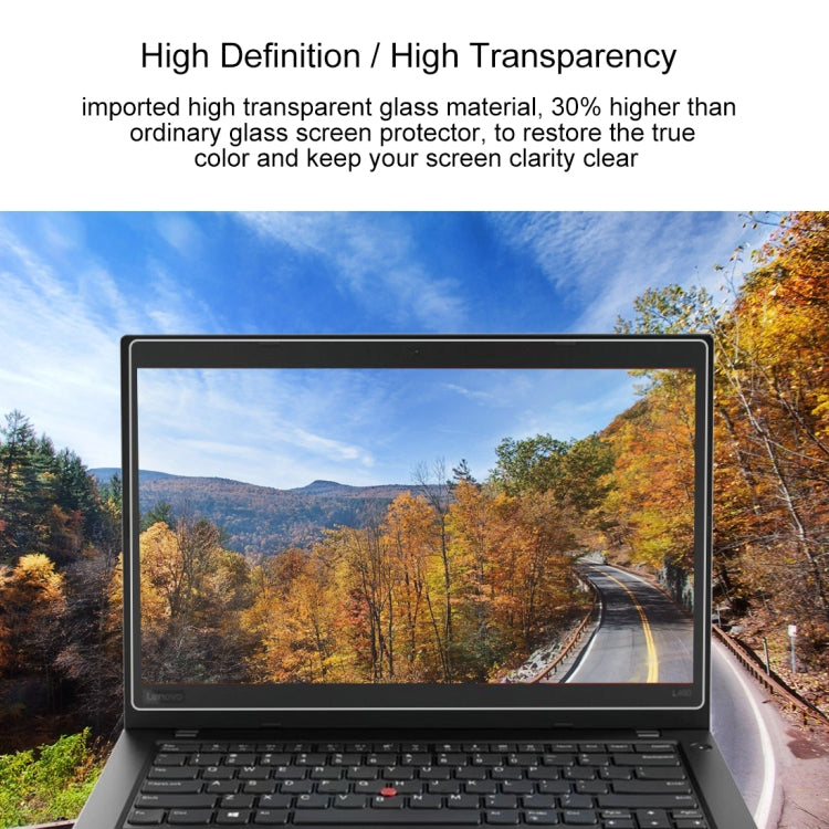 Película de vidro temperado de ecrã completo com dureza de superfície 9H 0,4mm para Lenovo ThinkPad L480 14 polegadas, Lenovo L480