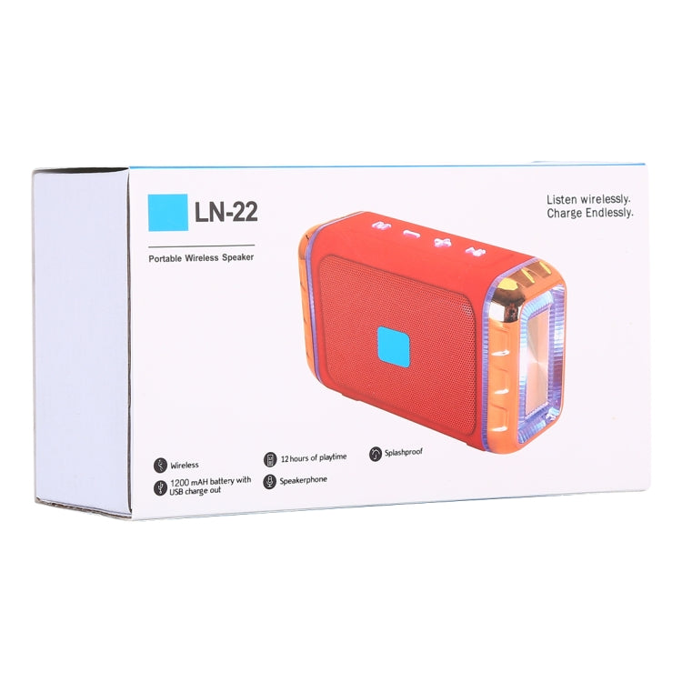 Coluna Sem Fios Portátil LN-22 DC 5V com Chamadas Mãos Livres e Luz LED Colorida Dupla, Suporta USB, Cartão TF e AUX 3,5mm, LN-22
