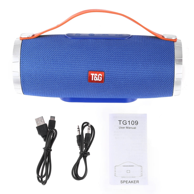 Coluna Estéreo Bluetooth Sem Fios Portátil T&G TG109 V4.2 com Alça, Microfone Integrado, Suporta Chamadas Mãos Livres & Cartão TF & Entrada AUX & FM, TG109
