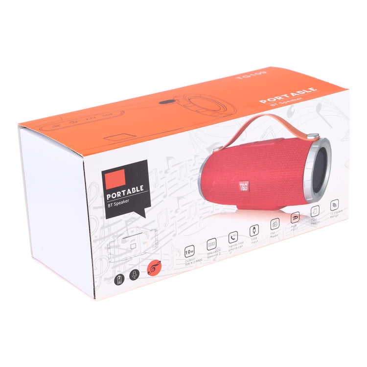 Coluna Estéreo Bluetooth Sem Fios Portátil T&G TG109 V4.2 com Alça, Microfone Integrado, Suporta Chamadas Mãos Livres & Cartão TF & Entrada AUX & FM, TG109