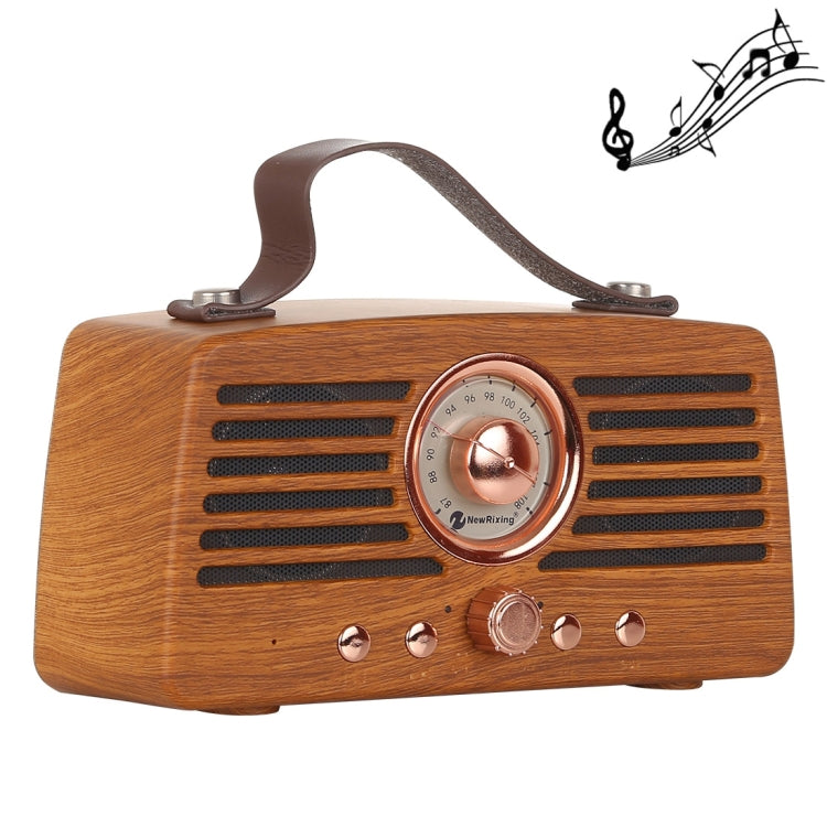NewRixing NR-4013 Coluna FM Sem Fios Retro com Textura de Freixo da Manchúria, Função de Chamada, Suporta Cartão TF & Disco U