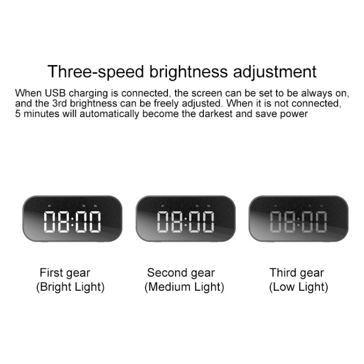 Coluna Mini Bluetooth 5.0 AEC BT501 com LED, Despertador, Relógio e Espelho, Suporta Cartão TF de 32G, BT501