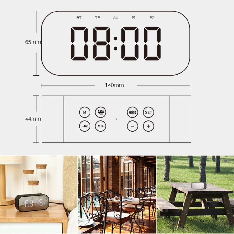 Coluna Mini Bluetooth 5.0 AEC BT501 com LED, Despertador, Relógio e Espelho, Suporta Cartão TF de 32G, BT501