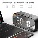 Coluna Mini Bluetooth 5.0 AEC BT501 com LED, Despertador, Relógio e Espelho, Suporta Cartão TF de 32G, BT501