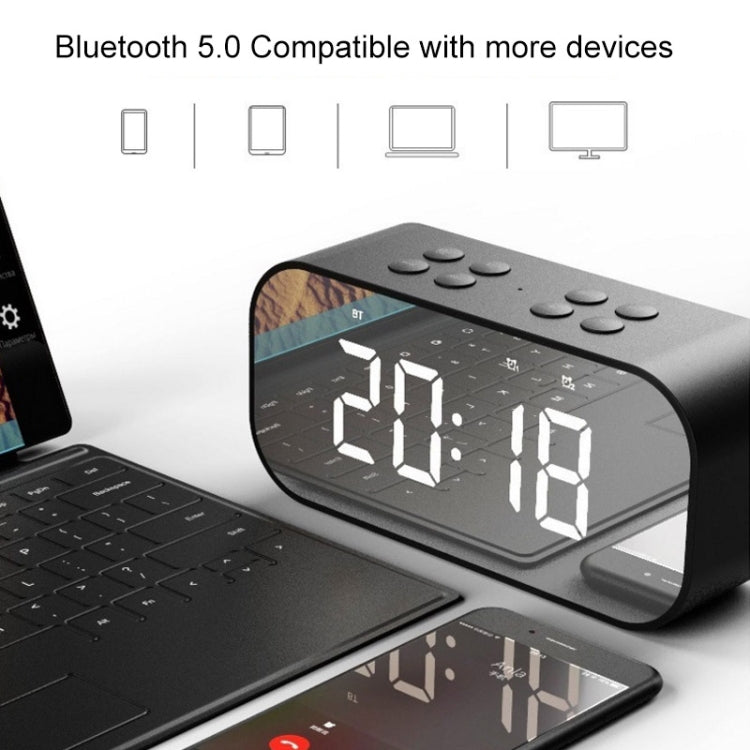 Coluna Mini Bluetooth 5.0 AEC BT501 com LED, Despertador, Relógio e Espelho, Suporta Cartão TF de 32G, BT501