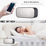 Coluna Mini Bluetooth 5.0 AEC BT501 com LED, Despertador, Relógio e Espelho, Suporta Cartão TF de 32G, BT501