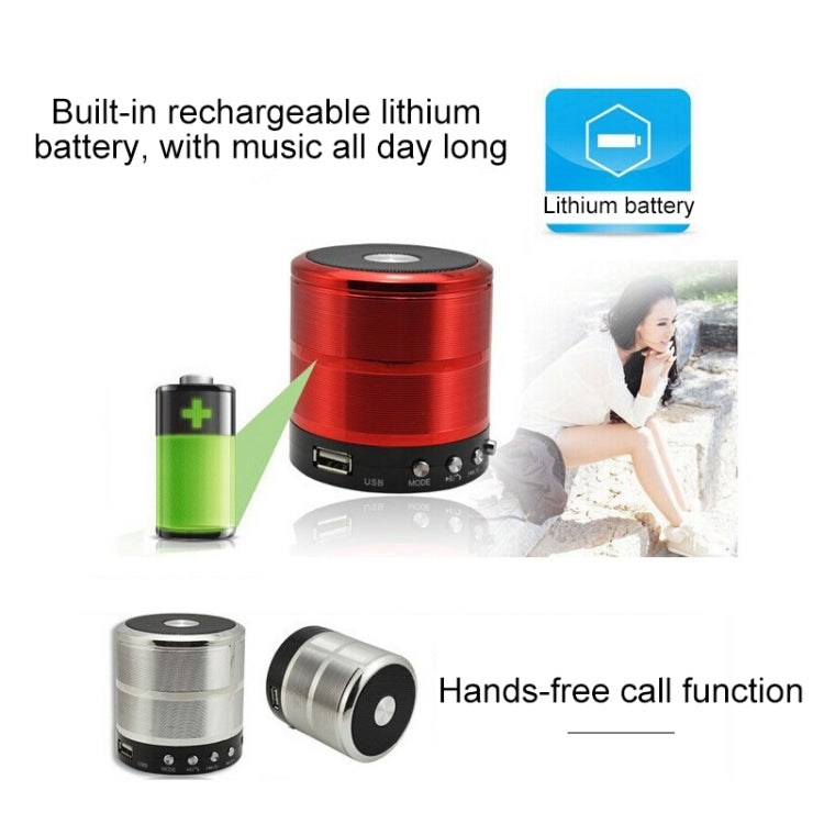 Coluna Bluetooth WS-887 com Cordão, Suporta Chamadas Mãos Livres, Rádio FM, Disco U, Cartão TF e Entrada AUX