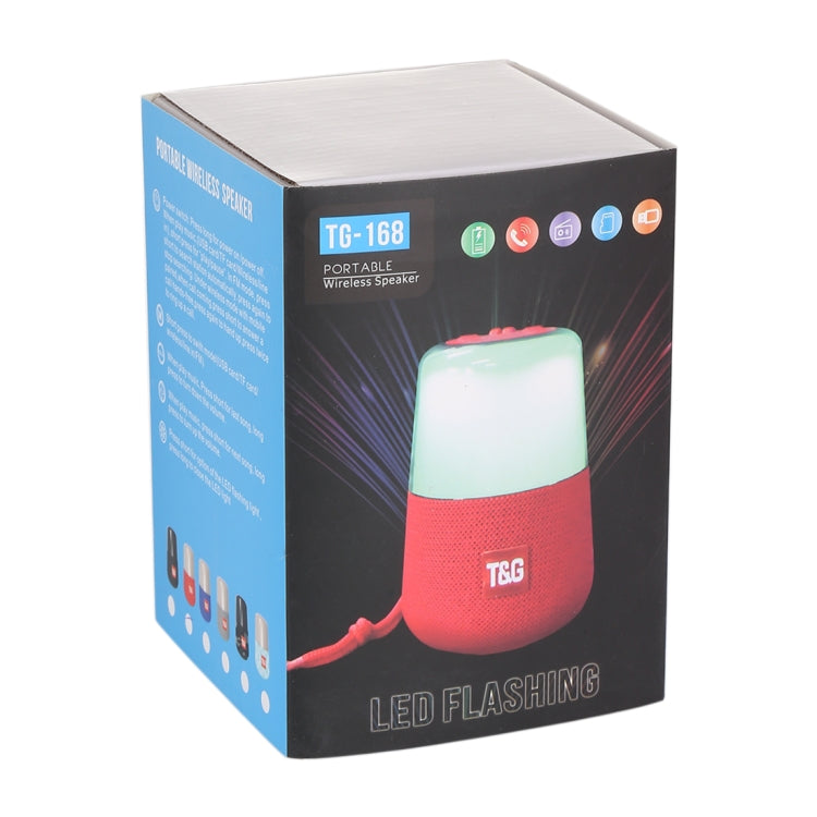 Coluna Estéreo Bluetooth Sem Fios Portátil T&G TG168 com Alça, Microfone Integrado, Suporta Luz LED Intermitente, Cartão TF, Disco U, Entrada AUX e Rádio FM, TG168