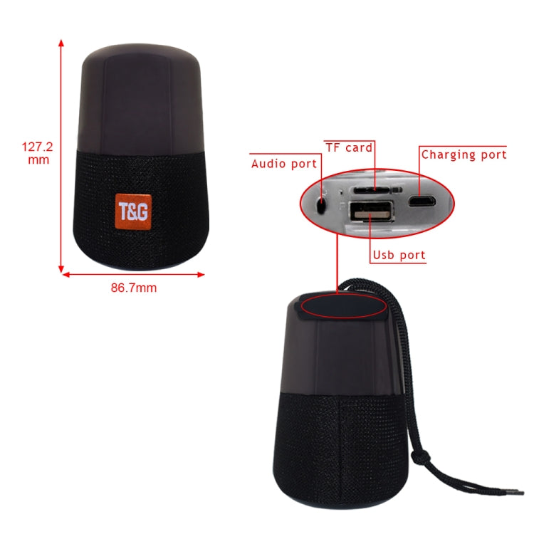 Coluna Estéreo Bluetooth Sem Fios Portátil T&G TG168 com Alça, Microfone Integrado, Suporta Luz LED Intermitente, Cartão TF, Disco U, Entrada AUX e Rádio FM, TG168